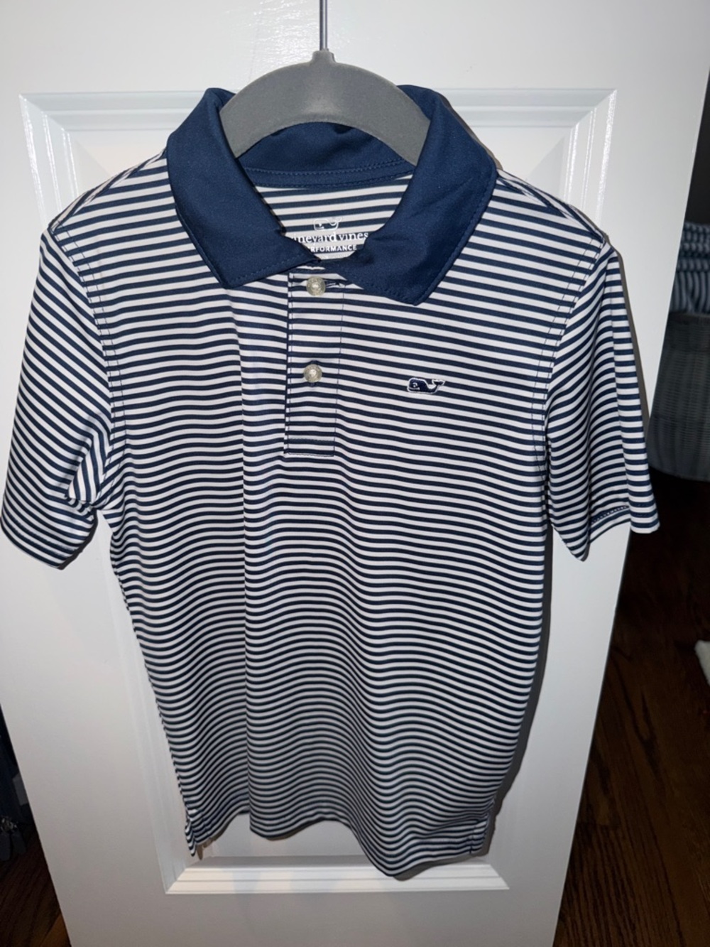 Vineyard Vines Boys Navy and White Striped Boys' Polo